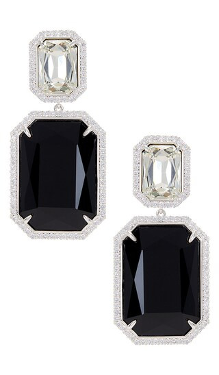 Cora Gemstone Earring in Black | Revolve Clothing (Global)