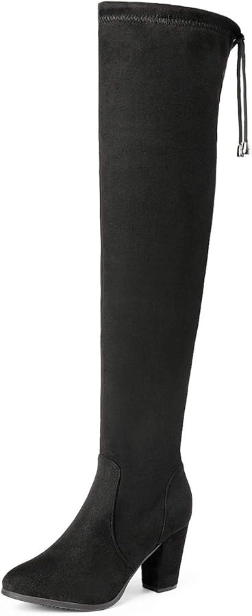 DREAM PAIRS Women's Thigh High Over The Knee Fashion Boots Block Mid Heel Long Sexy Faux Fur Boot... | Amazon (US)