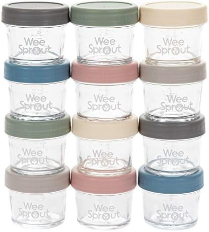 WeeSprout Glass Baby Food Storage Jars - 12 Set, 4 oz Baby Food Jars with Lids, Freezer Storage, ... | Amazon (US)