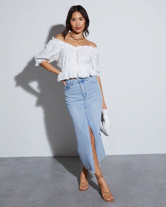 Rizz Denim Midi Skirt | VICI Collection