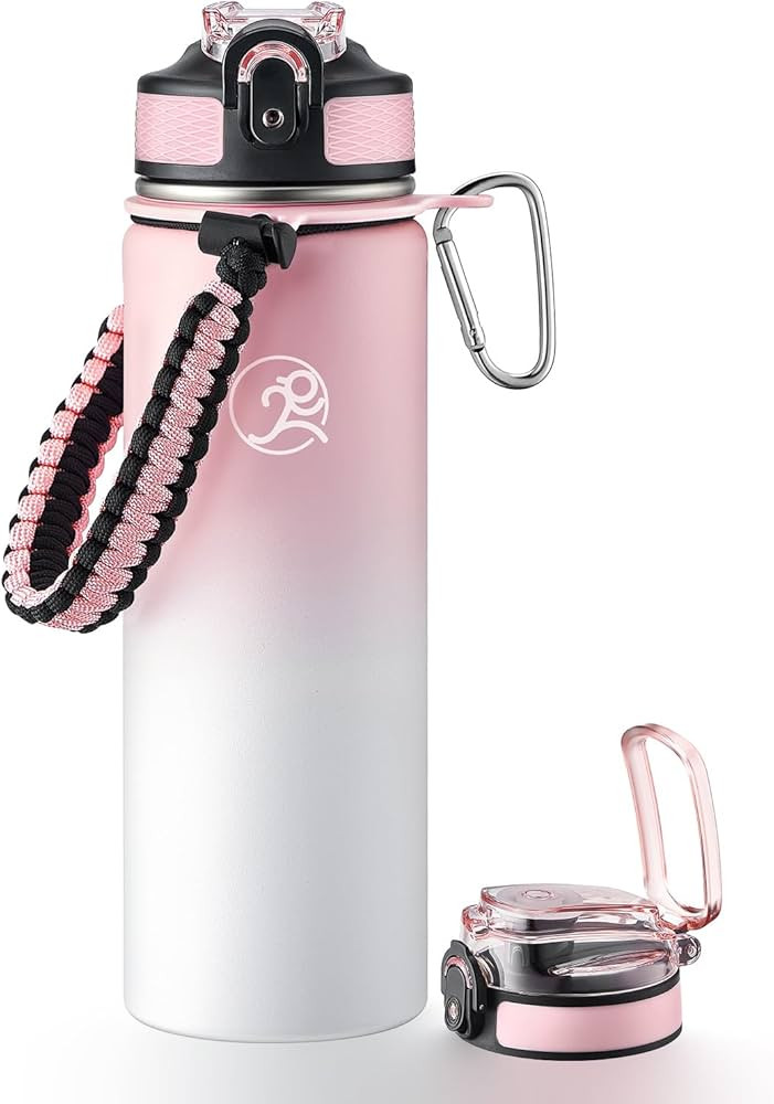 GOSWAG Insulated Sports Water Bottle, 24oz 2 Lids(with Straw/No Straw), Stainless Steel Water Bot... | Amazon (US)