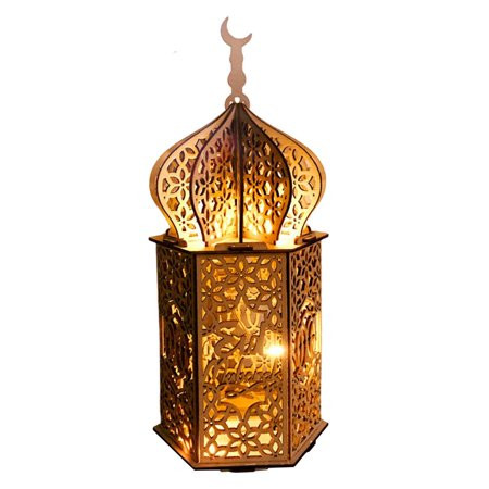 Famure Ramadan Lantern Ramadan Decorations Lights Eid Mubarak Muslim Wooden carved Palace Lamp Ornam | Walmart (US)