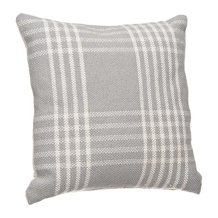 Gray Plaid Open Pillow | Kirkland's Home
