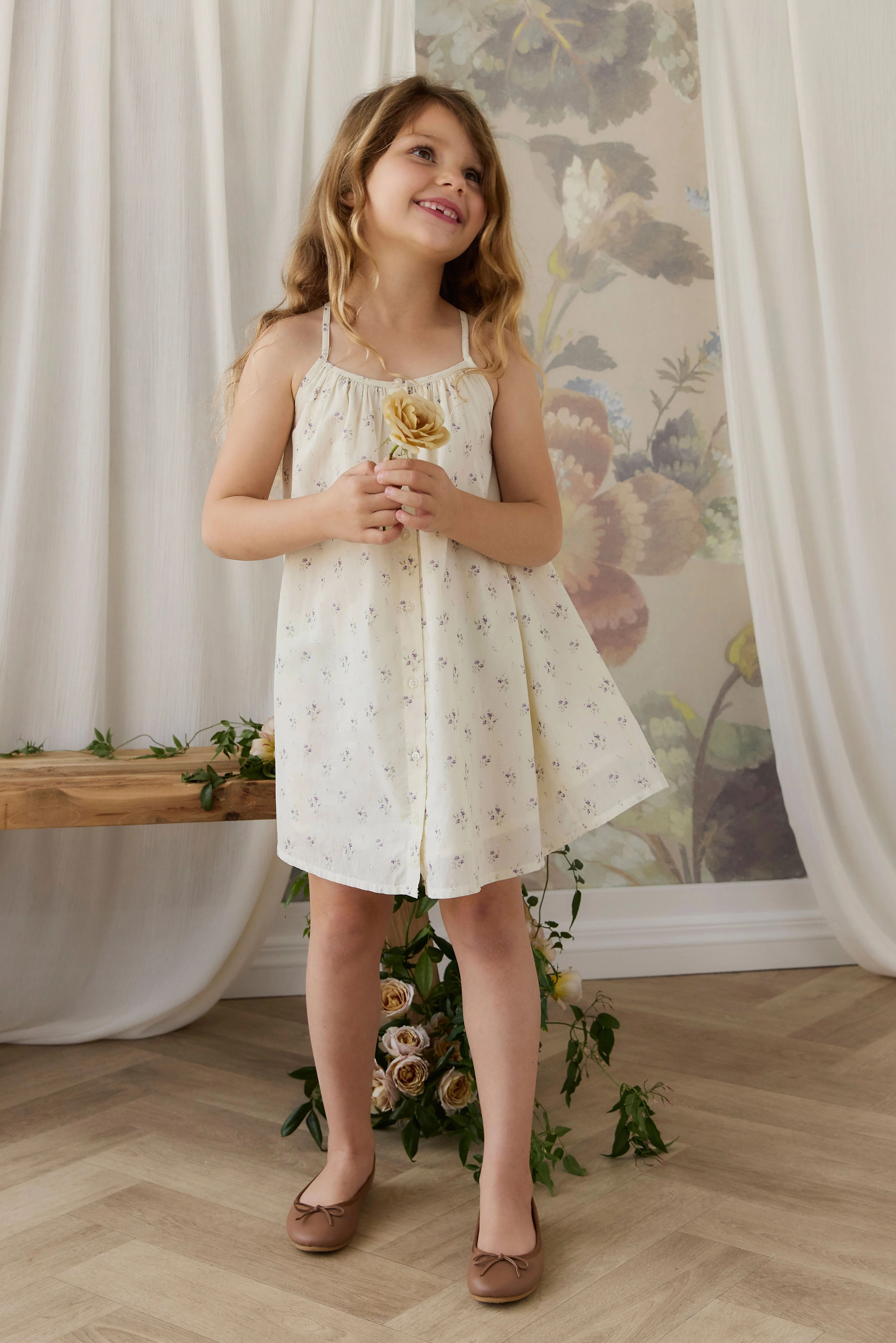 Organic Cotton Cosette Dress - Jade Floral | Jamie Kay