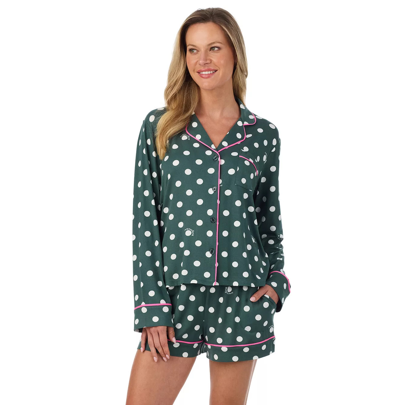 Women's Beauty Sleep Social Halloween Cozy 2-piece Long Sleeve Pajama Top & Pajama Shorts Set | Kohl's