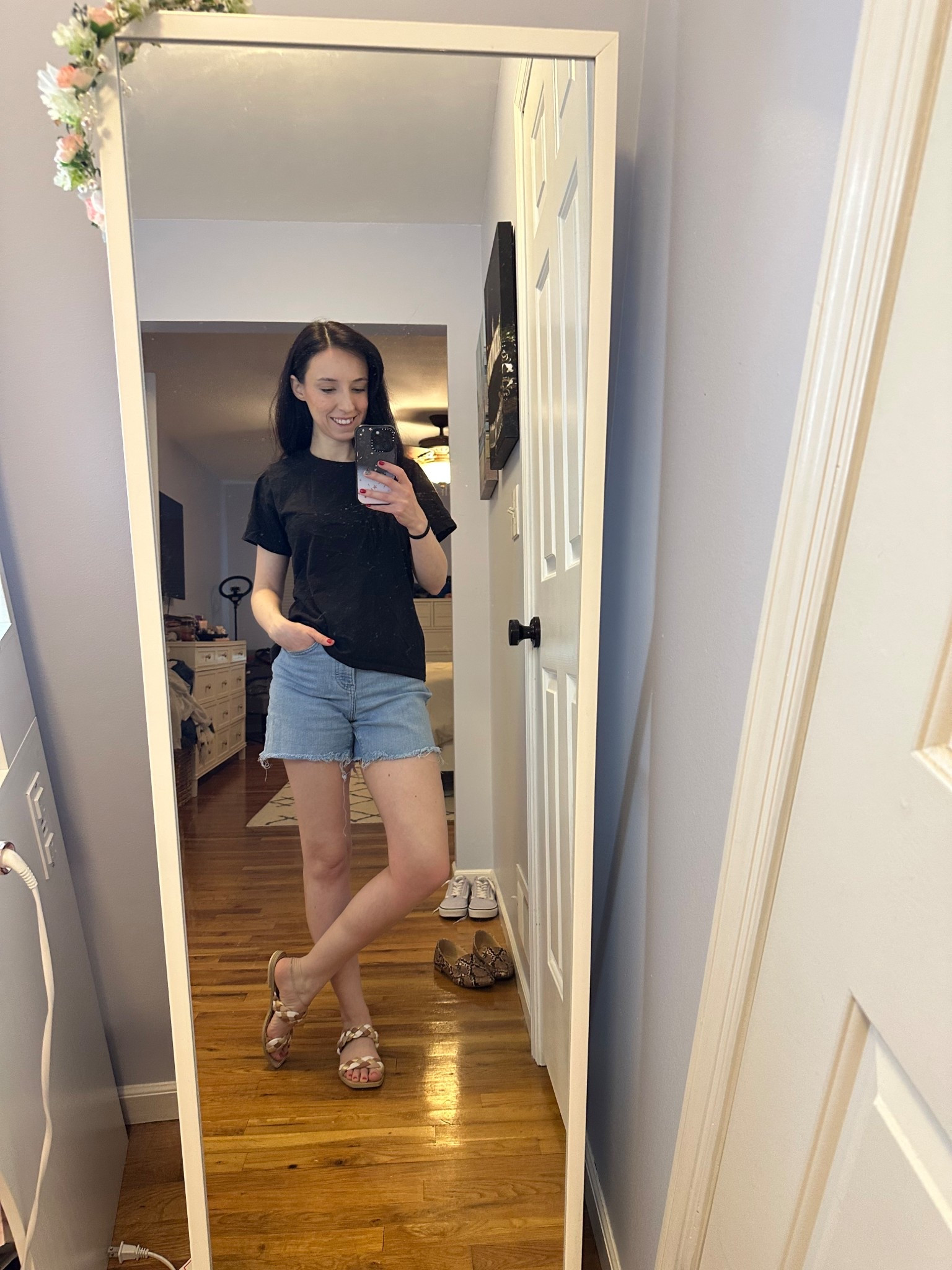 Black tee size S
Jean shorts size 00
Sandals size 6.5

Summer outfit, weekend, casual, minimalist, millennial, Amazon, 

#LTKFindsUnder50 #LTKSeasonal #LTKStyleTip
