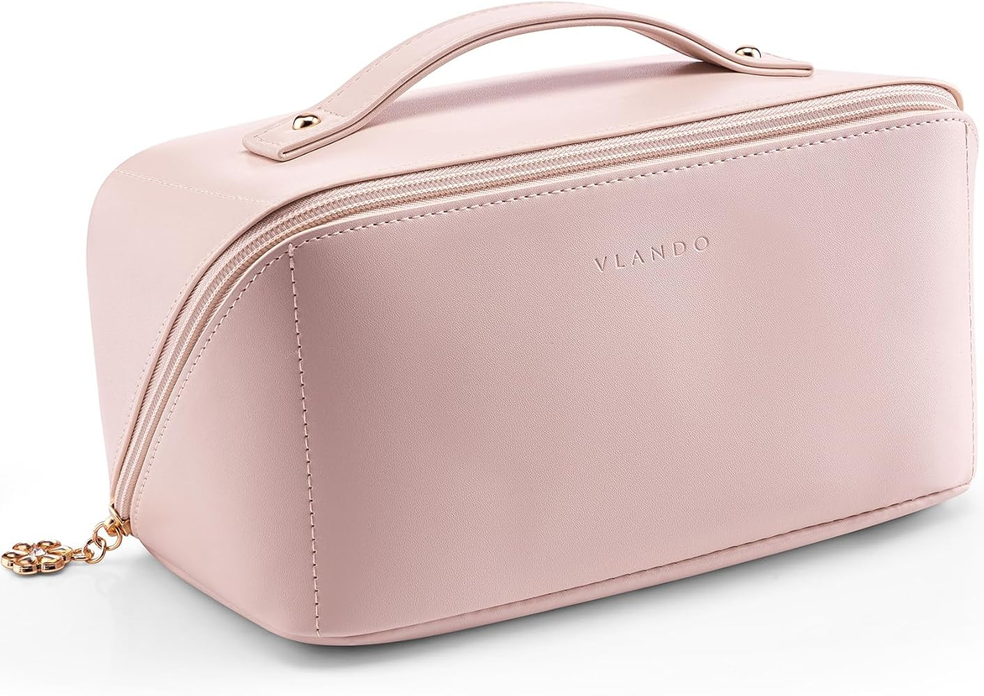 Vlando Makeup Bag,Large Capacity Travel Toiletry Bag,Cosmetic Bags for Women PU Leather Waterproo... | Amazon (US)