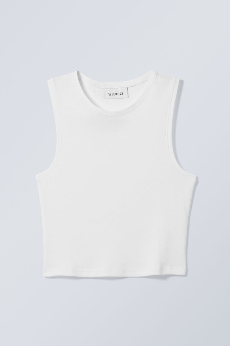 H & M - Pure Crop Tank Top - White | H&M (UK, MY, IN, SG, PH, TW, HK)