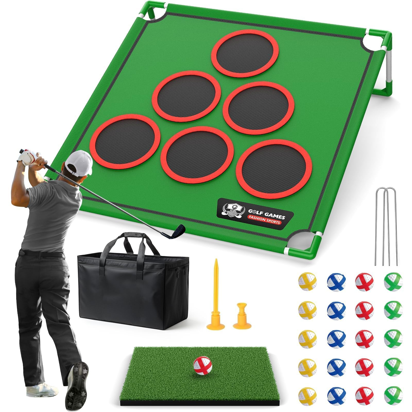 Golf Game Play Set, Golf Chipping Game Cornhole Game Includes 20 Velcro Golf Balls, Putting Mat, ... | Amazon (US)