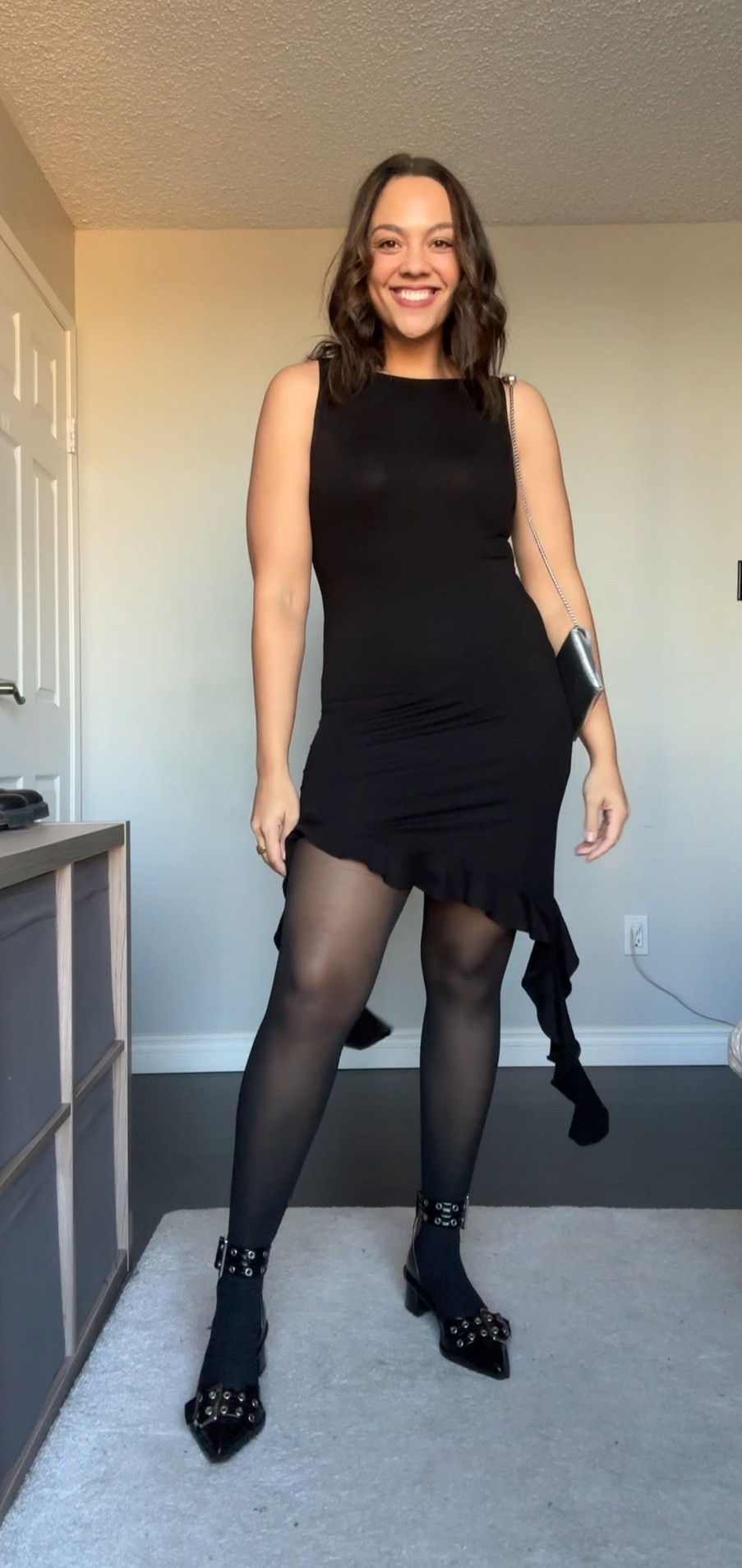 Holiday outfit/party outfit/Christmas outfit! Details below:
-Red long coat from Banana Republic, I have a size medium. 
-Black dress from Reformation, I have a medium. 
-Black tights from H&M, I have a large. 
-Ganni patent leather black pumps. 


#LTKSeasonal #LTKCyberWeek #LTKHoliday