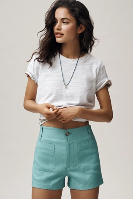 Colette European Linen Stretch High-Rise Shorts | Anthropologie (US)