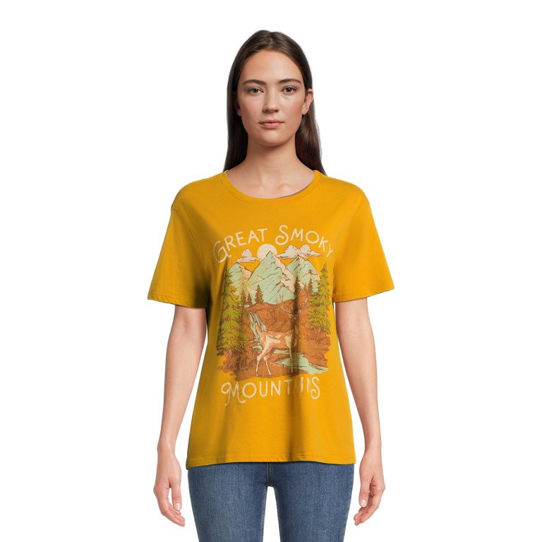 Time and Tru Women's Smokey Mountain Nashville 2pc Set with Short Sleeves, Sizes S-3XL - Walmart.... | Walmart (US)