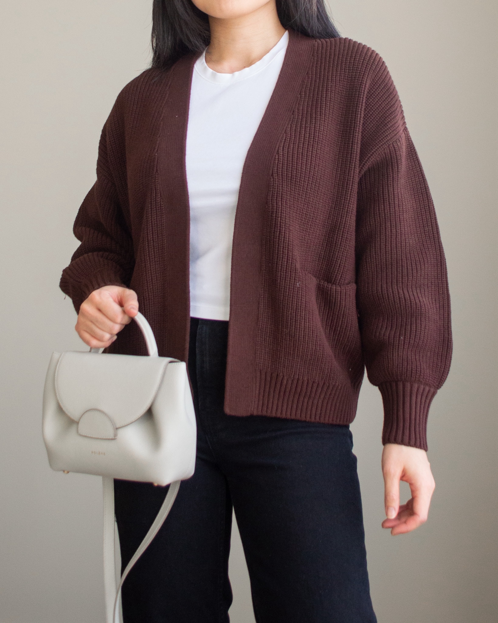 Cozy in a lucious chocolate brown knitted cardigan. Wearing Paper Label cardigan XS, Uniqlo tee size S, Everlane jeans size 24.

#LTKHoliday #LTKFamily #LTKStyleTip