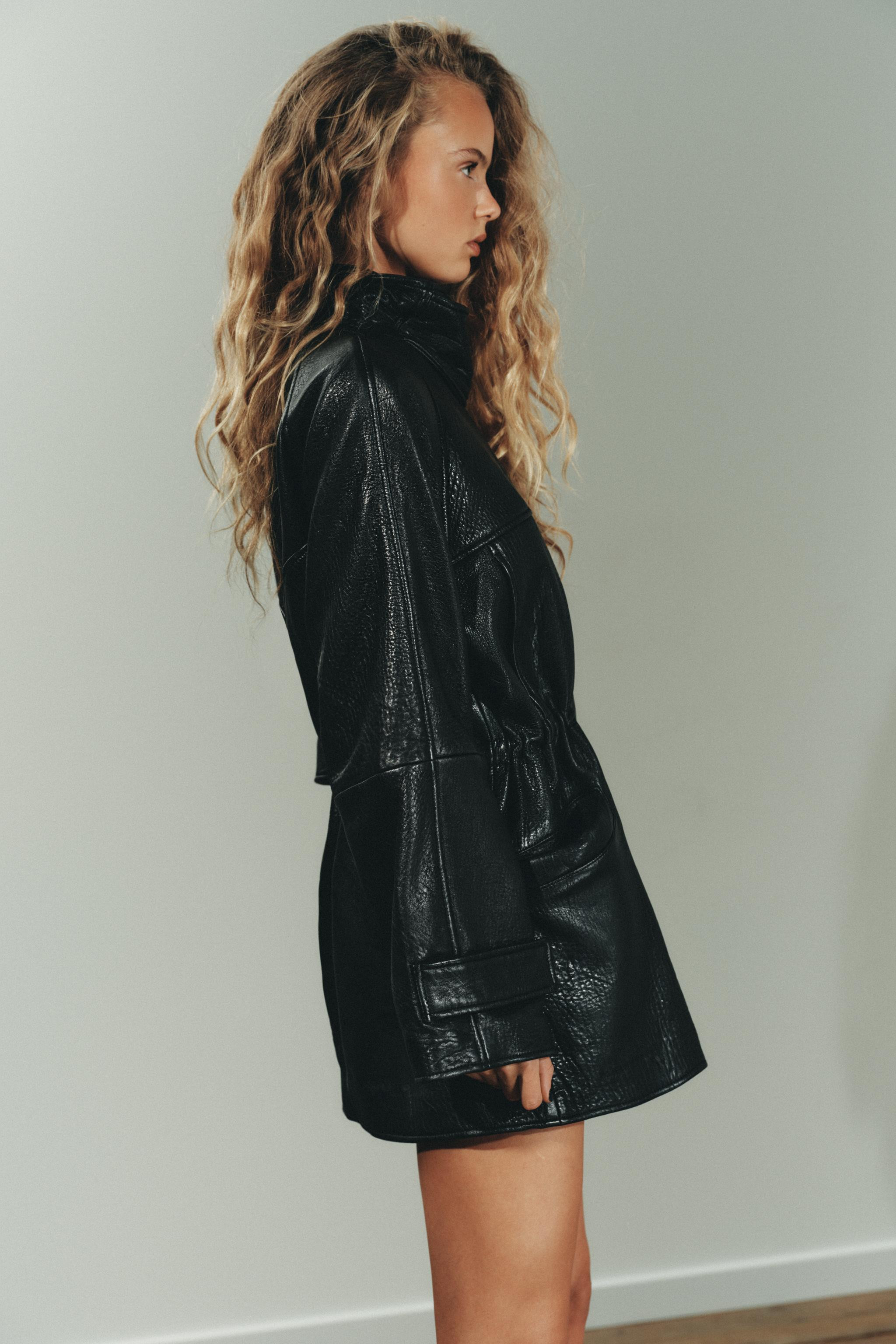 ADJUSTABLE WAIST LEATHER JACKET | Zara US