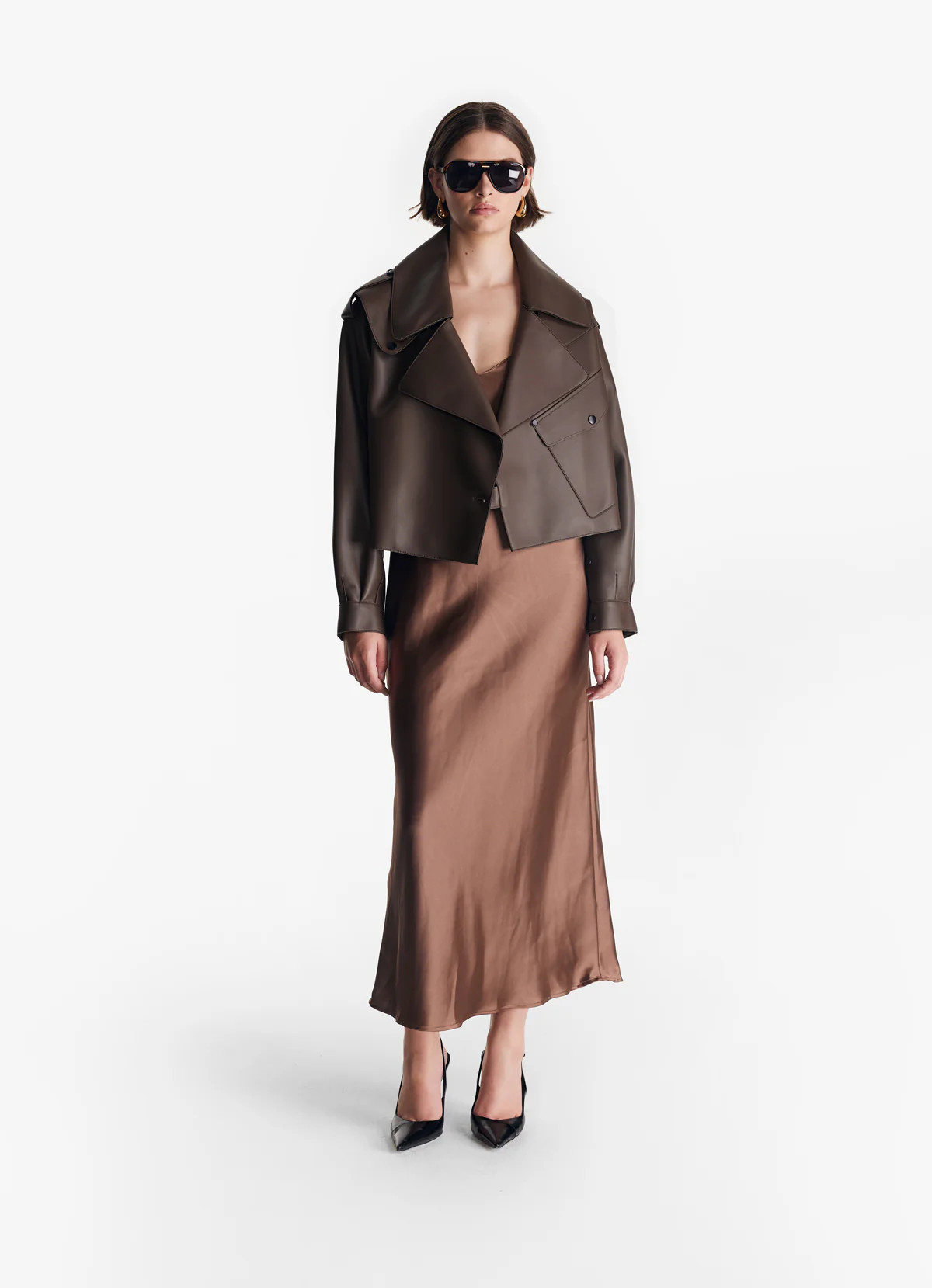 Classic Brown Oversized Leather Jacket | DE SAVARY LONDON