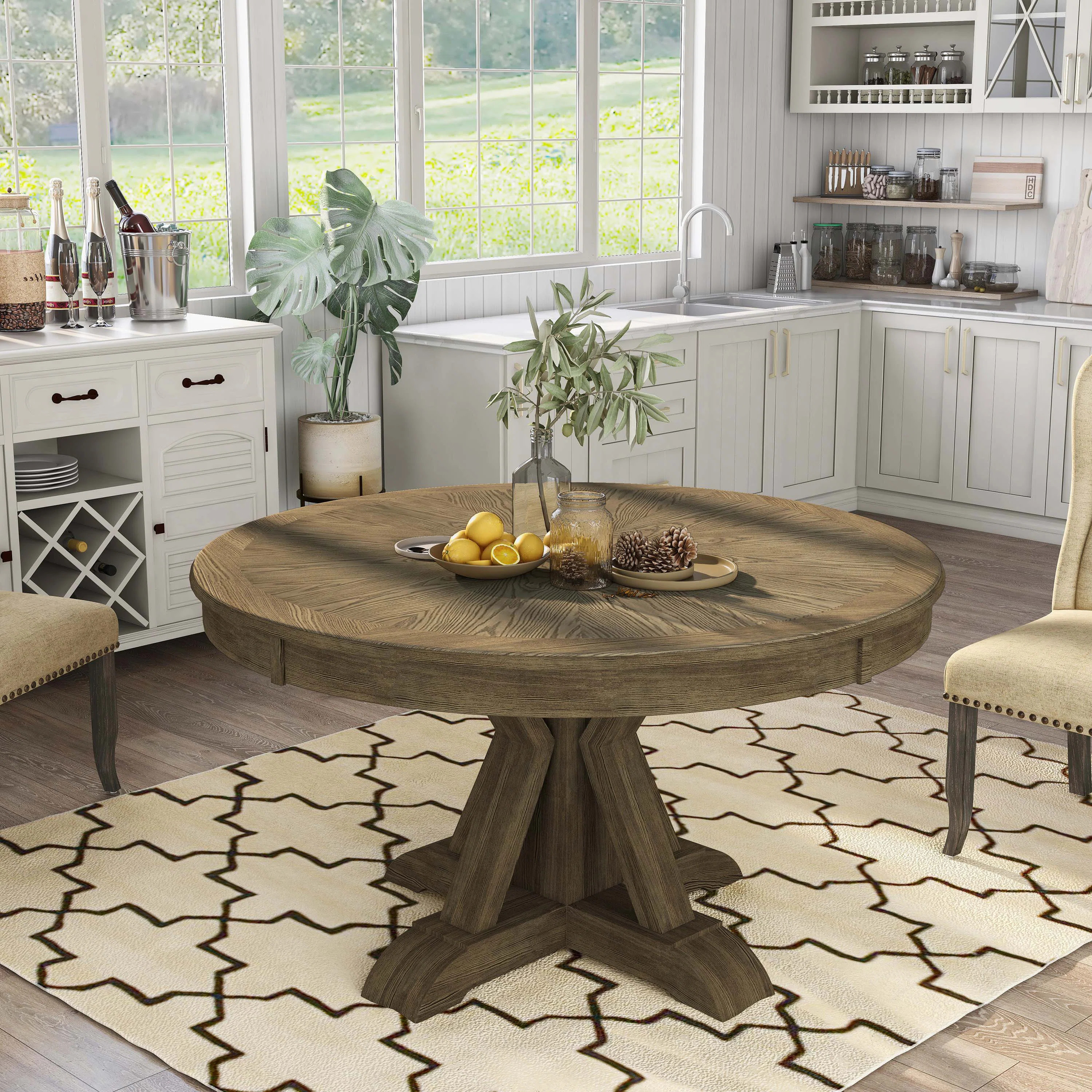 Halie Round Solid Wood Base Dining Table | Wayfair North America