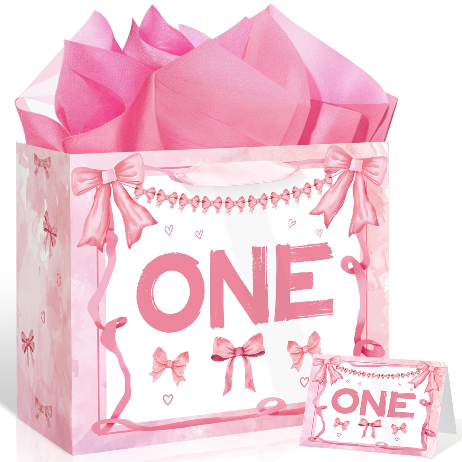 Pink Bow One Birthday Decoration for Girls Large Bow Pink One Baby Shower Bag Hot Pink Bow 1st Bi... | Amazon (US)