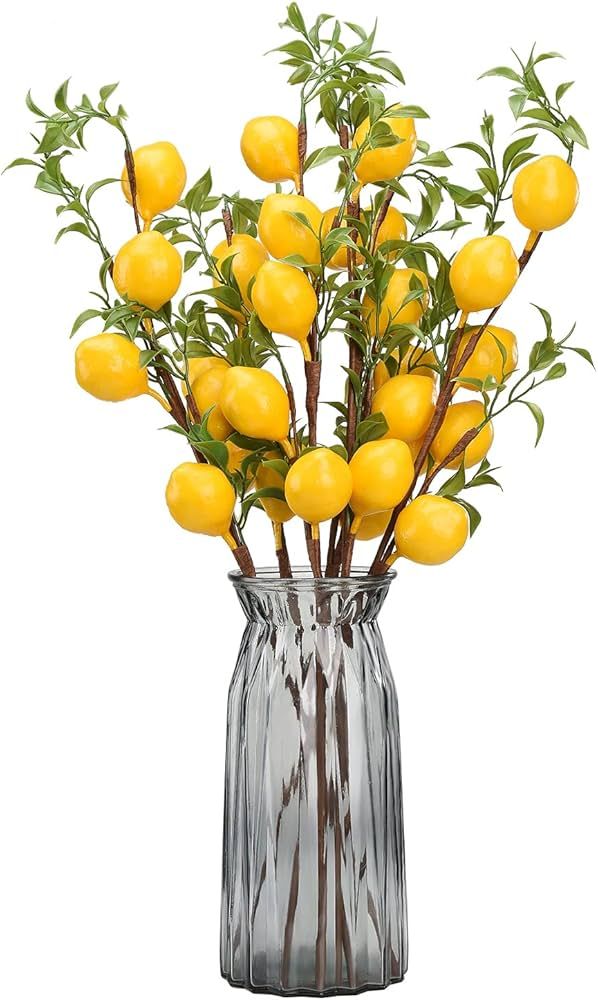 DULRLLY Artificial Lemon Branch, 22 in Lemon Decor Fake Lemons Branch Simulation Yellow Lemon Fru... | Amazon (US)