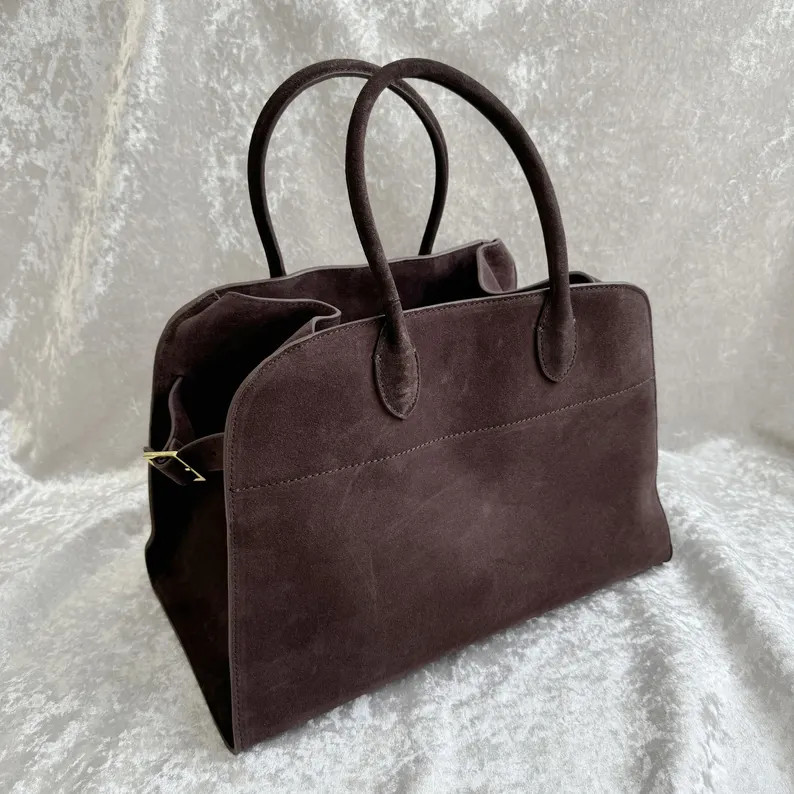 Suede Leather Tote, Large Leather Tote Bag, Minimalist Suede Top Handle Bag, Leather Shoulder Bag... | Etsy (US)