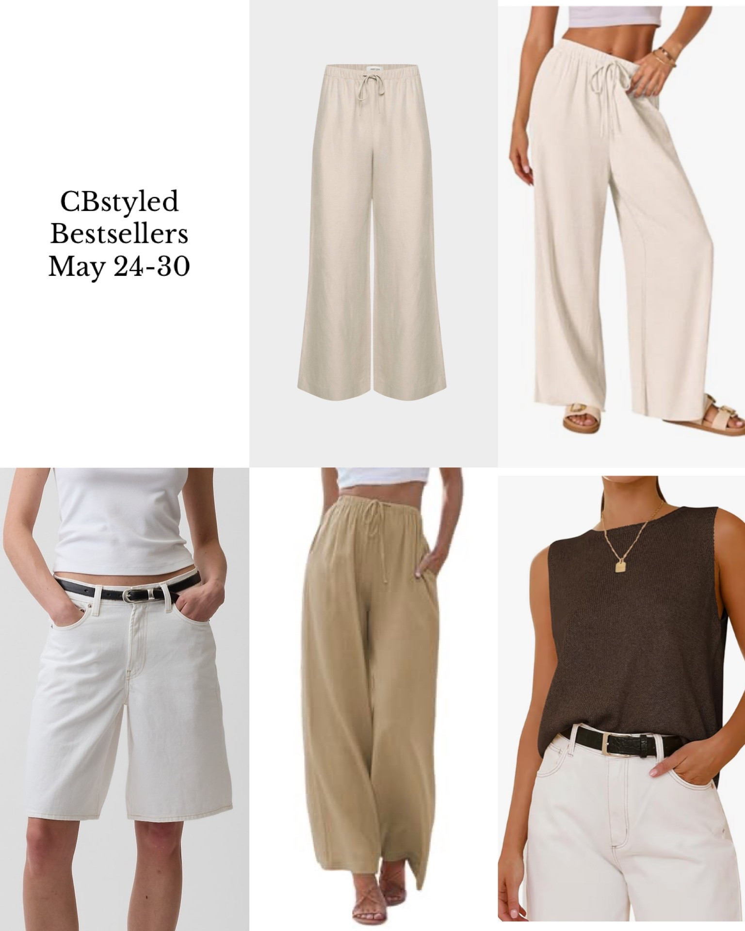 Bestsellers May 24-30! I’m 5’ 7”, size 4ish: 
1. Linen blend pants: elastic and drawstring waist, 11 colors, I’m 5’ 7” wearing S tall)
2. Amazon dupe for # 1, I sized up to M (was between sizes on their size chart). 10 colors., I got “beige”. NOTE: they shrink but just steam them to restore the length 
3. Bermuda shorts: trendy style, 11” inseam, several denim washes. Roomy fit, I went down one size
4. Another Amazon dupe for the Aritzia lodge pants (# 1) but with a longer inseam so better if you’re tall. My color is “khaki” and I got M
5. Lightweight knit tank: great for summer, regular bra strap friendly, lots of colors, fits tts

#LTKSeasonal #LTKOver40 #LTKTall