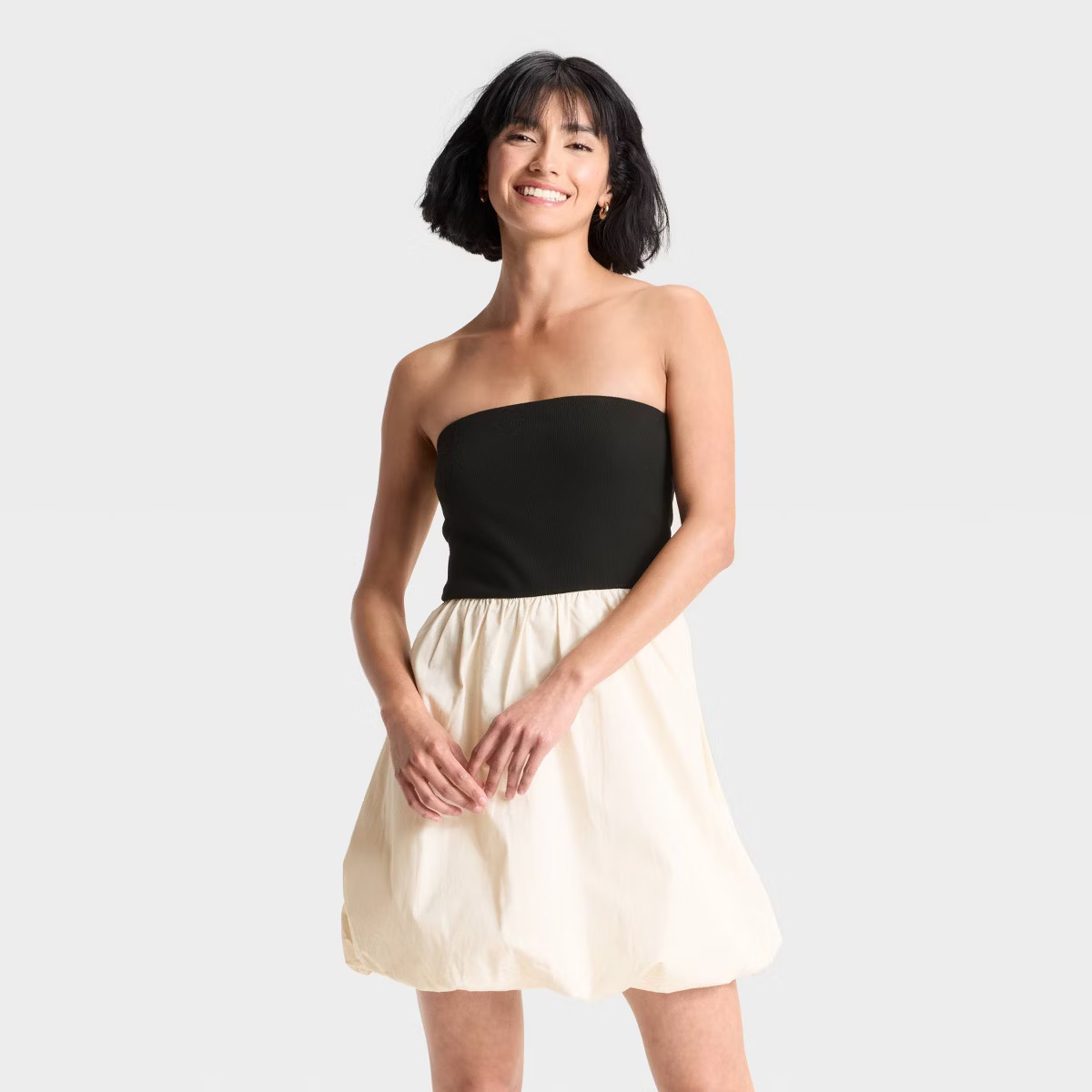 Women's Tube Bubble Mini A-Line Dress - A New Day™ Black/Cream | Target