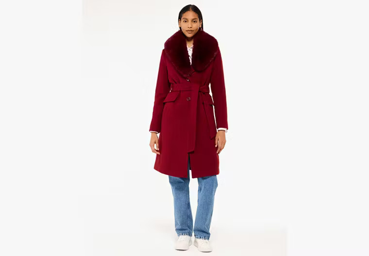 Kate Spade Wool Coat, Deep Raspberry - Small | Kate Spade Outlet