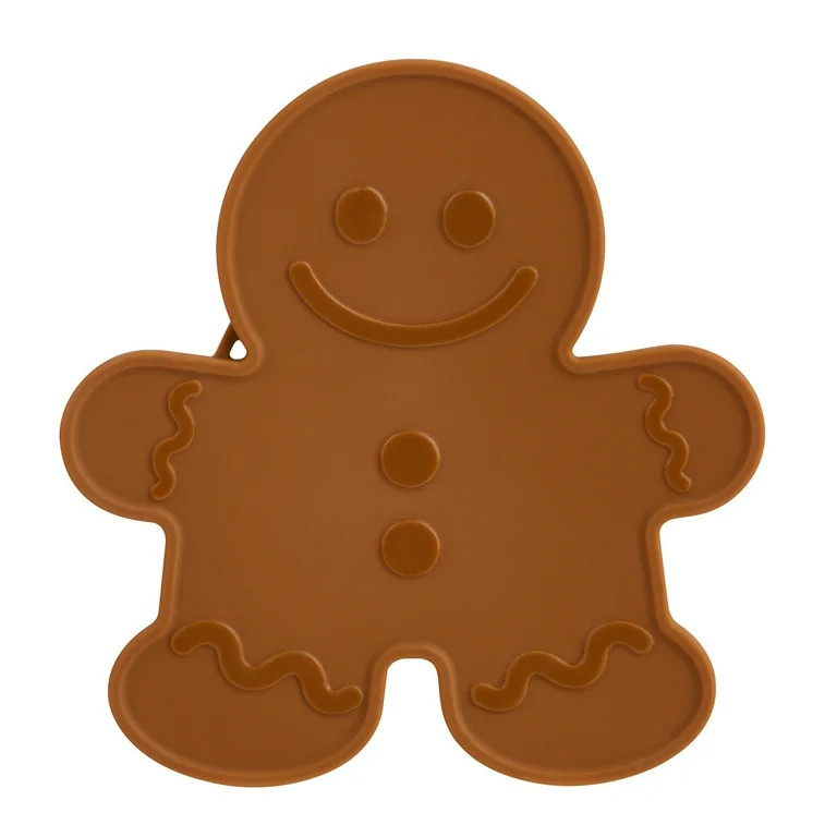 Holiday Time Silicone Kitchen Spoon Rest, Gingerbread Cookie Shaped, Brown | Walmart (US)