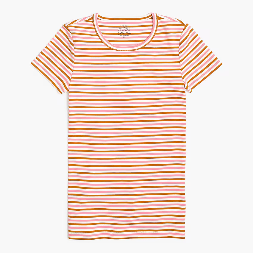 Striped fine-rib crewneck tee | J.Crew Factory
