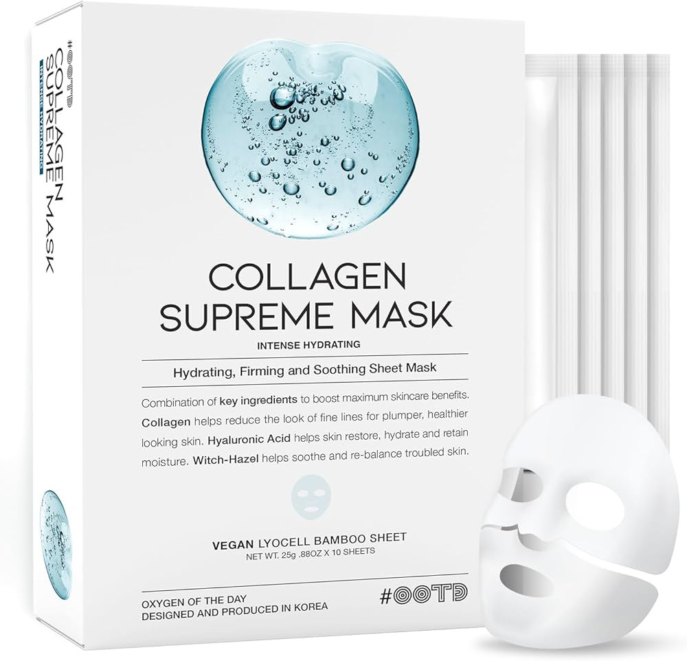 #OOTD Collagen Hydrating Sheet Masks for Face Korean Anti Aging Mask Sheet for Dry Skin & Sensiti... | Amazon (US)
