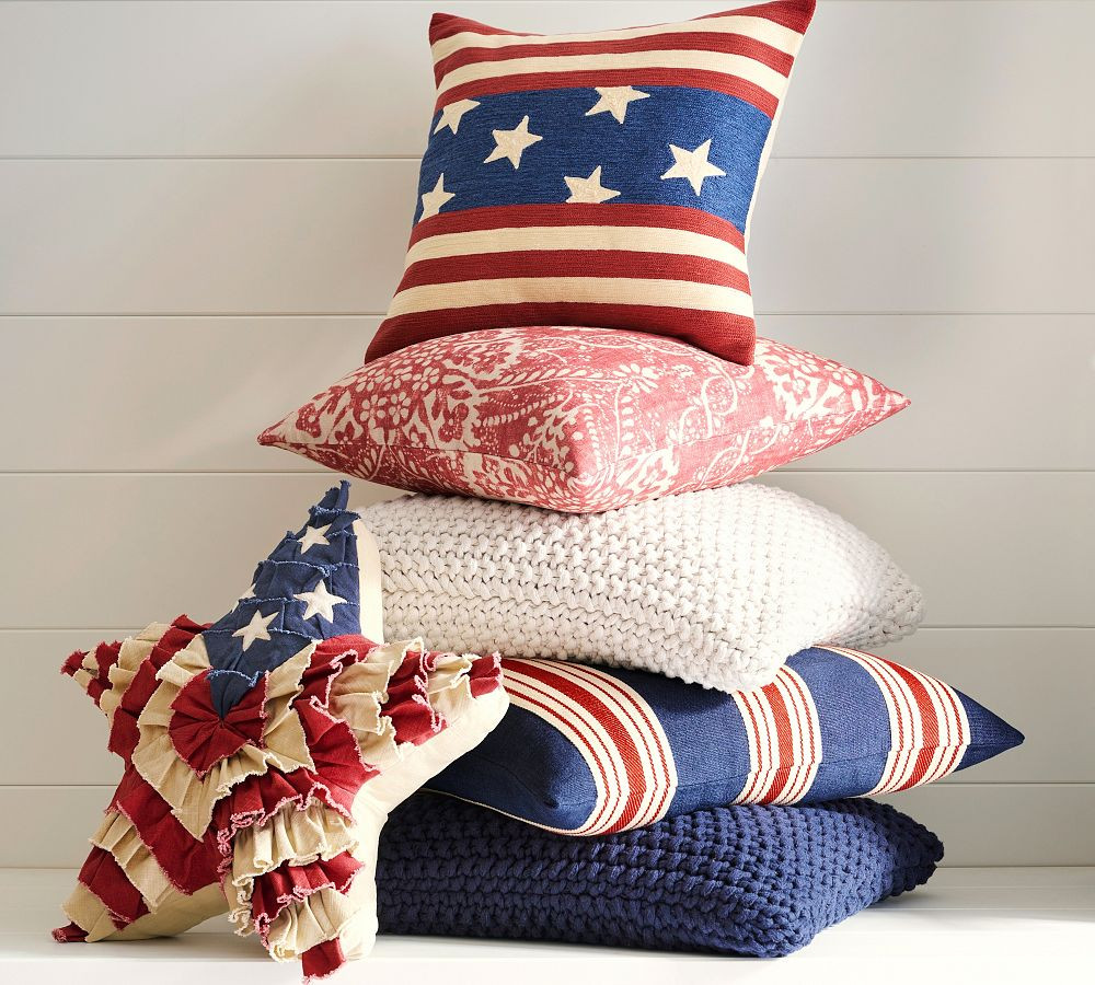 Flag Embroidered Throw Pillow | Pottery Barn (US)