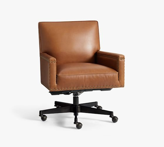 Tyler Leather Swivel Desk Chair | Pottery Barn (US)