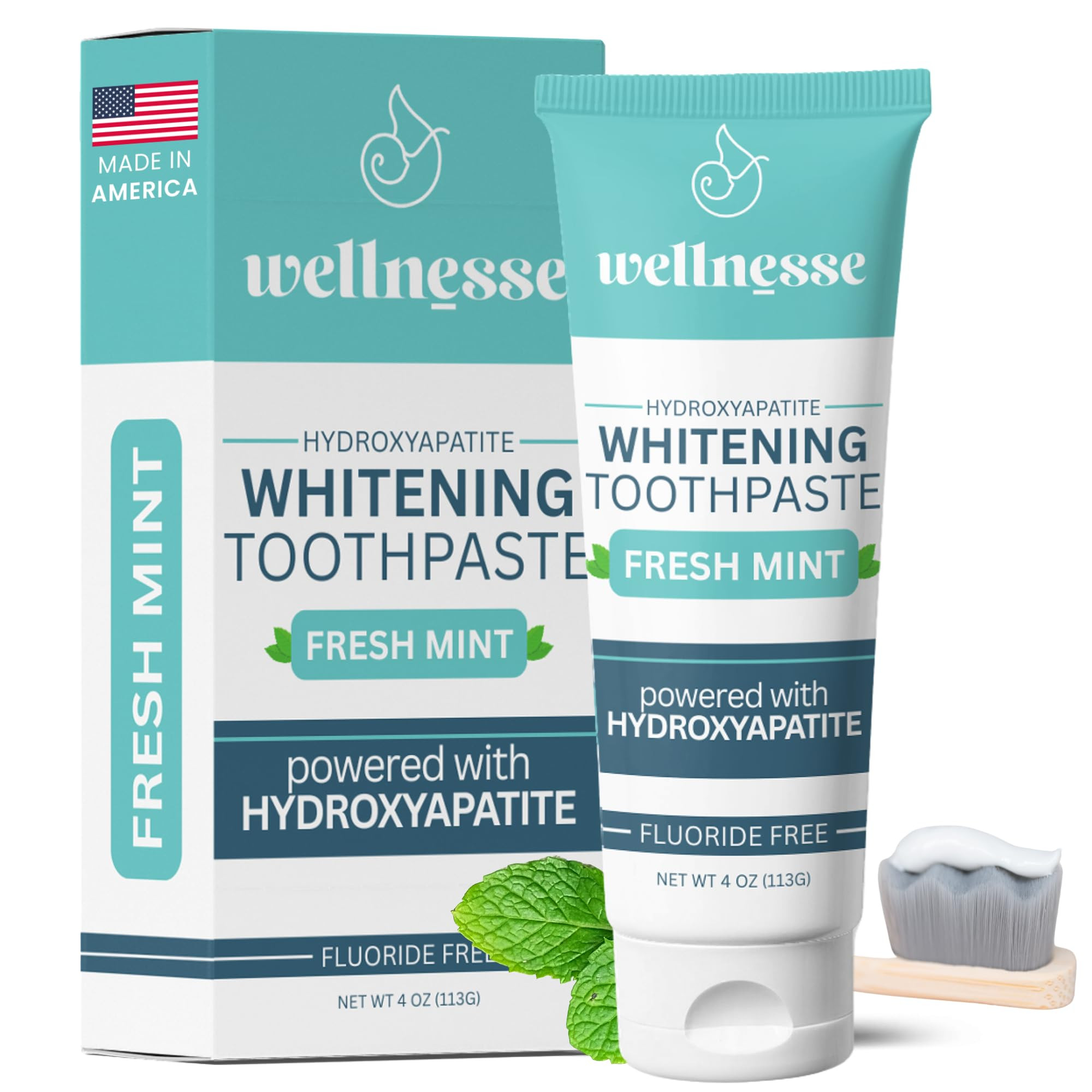 Wellnesse Whitening Hydroxyapatite Toothpaste with Xylitol, Natural Fluoride-Free Teeth Whitening... | Amazon (US)