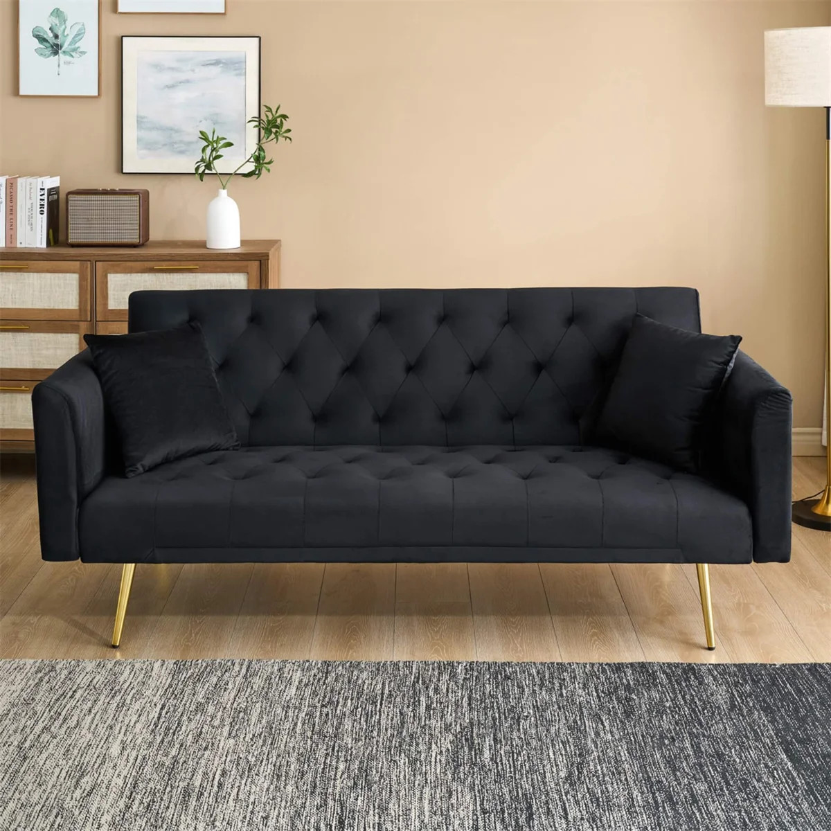 71" Convertible Loveseat Sofa, American Retro Velvet Sleeper Couch For Small Living Rooms, Bedroo... | Wayfair North America