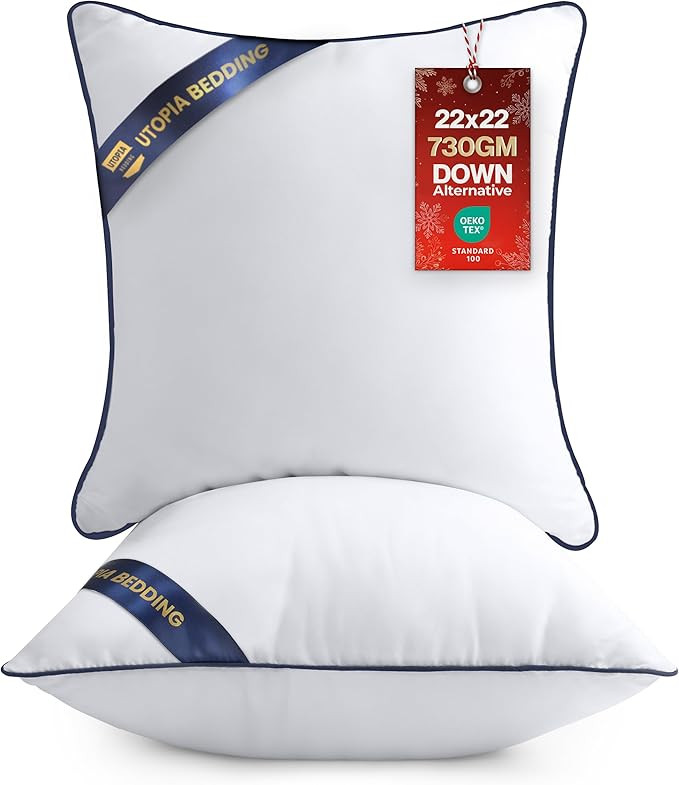 Utopia Bedding Throw Pillow Inserts (Pack of 2, White), 22 x 22 Inches Decorative Indoor Pillows ... | Amazon (US)