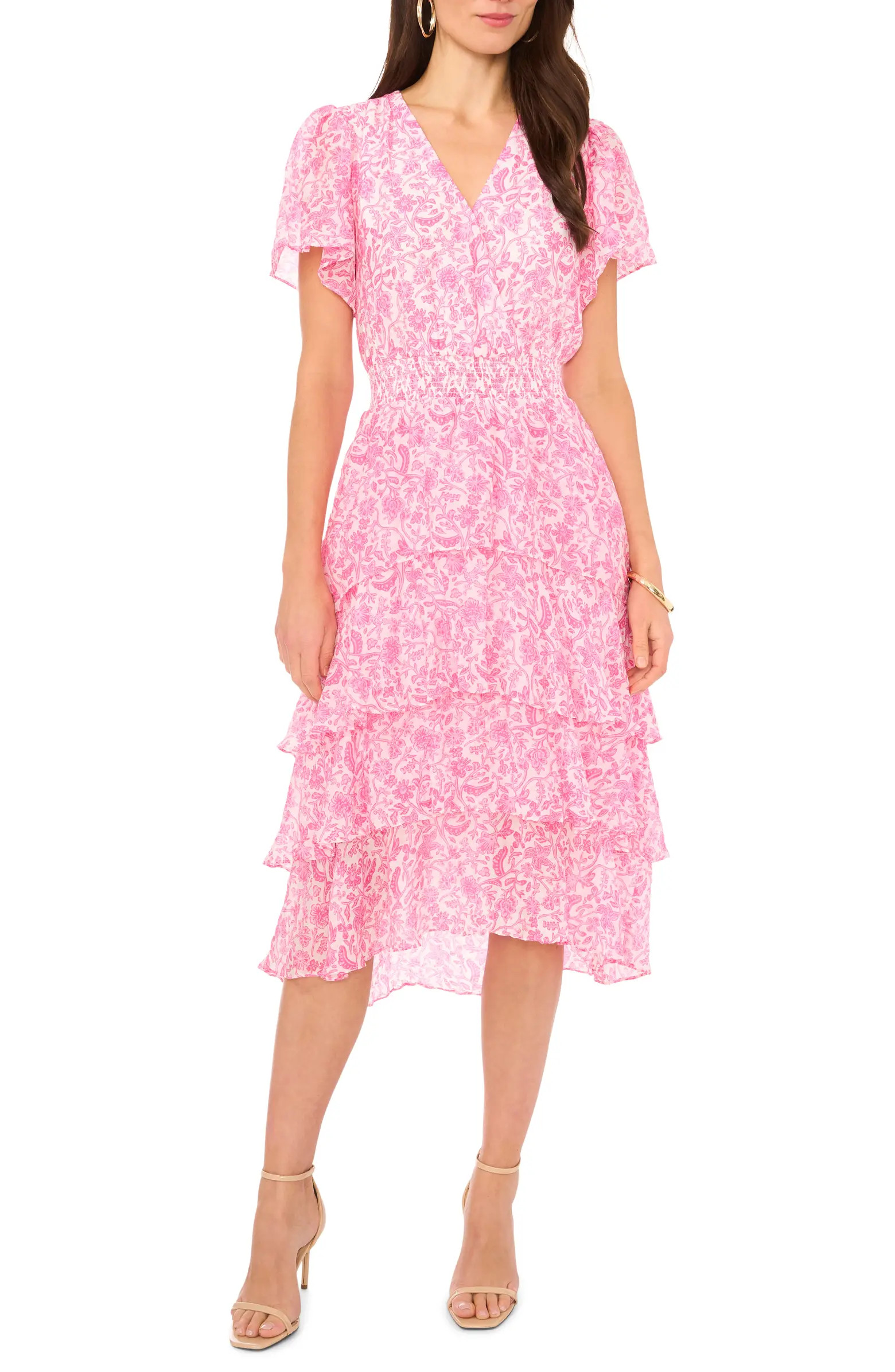 Floral Tiered Midi Dress | Nordstrom