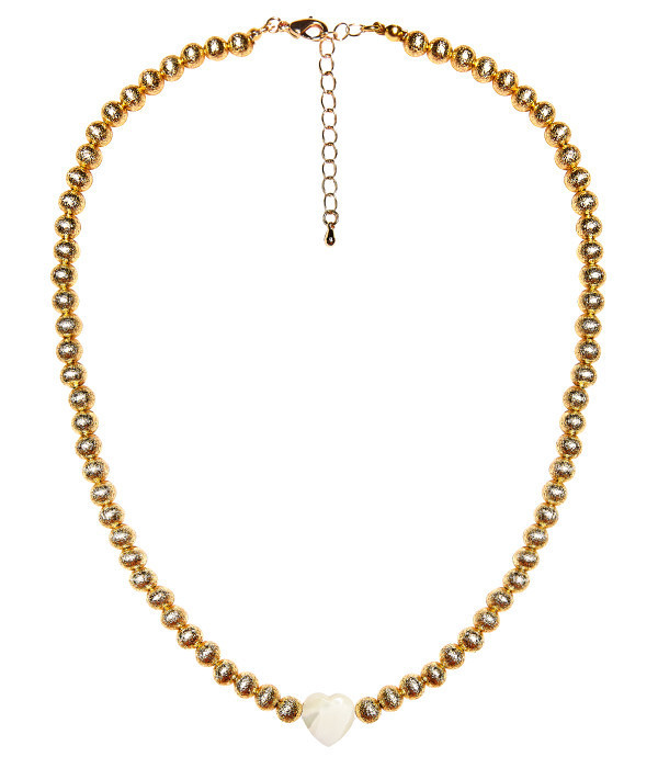 Diana Single Strand Beaded Necklace 6mm -  Single Mother of Pearl Heart | Lisi Lerch Inc