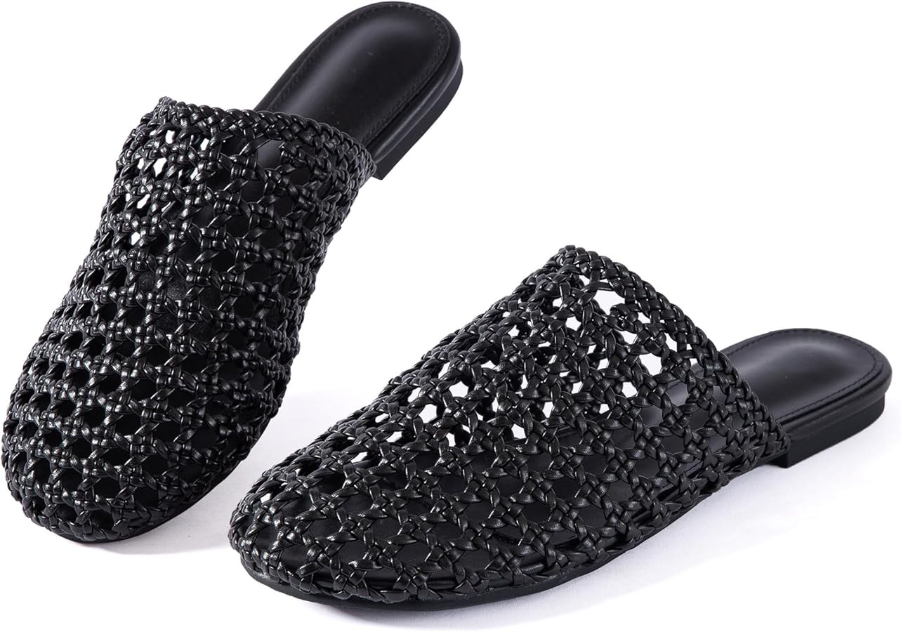 Mtzyoa Women Flat Sandals Mesh Knit Hollow Braided Summer Breathable Openwork Cushioned Non Slip ... | Amazon (US)