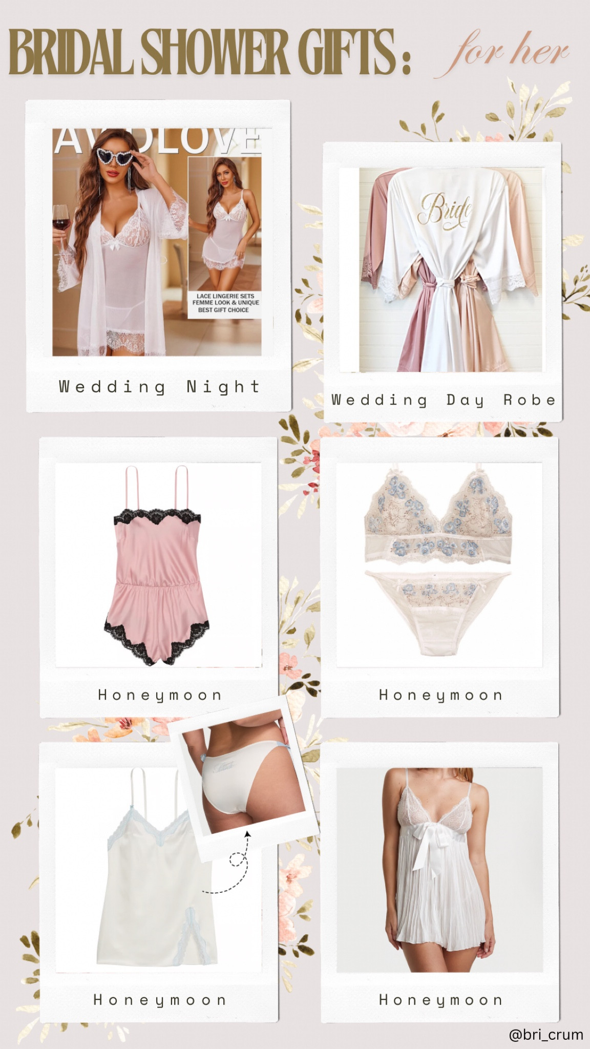 Bridal Shower Gifts 💕 Feminine Lingerie, Bride Undies, Sexy Robes, Classy 2 piece sets, Romantic Rompers and Camisoles 

#LTKGiftGuide #LTKWedding