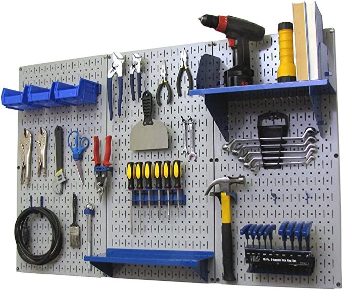 Pegboard Organizer Wall Control 4 ft. Metal Pegboard Standard Tool Storage Kit with Gray Toolboar... | Amazon (US)