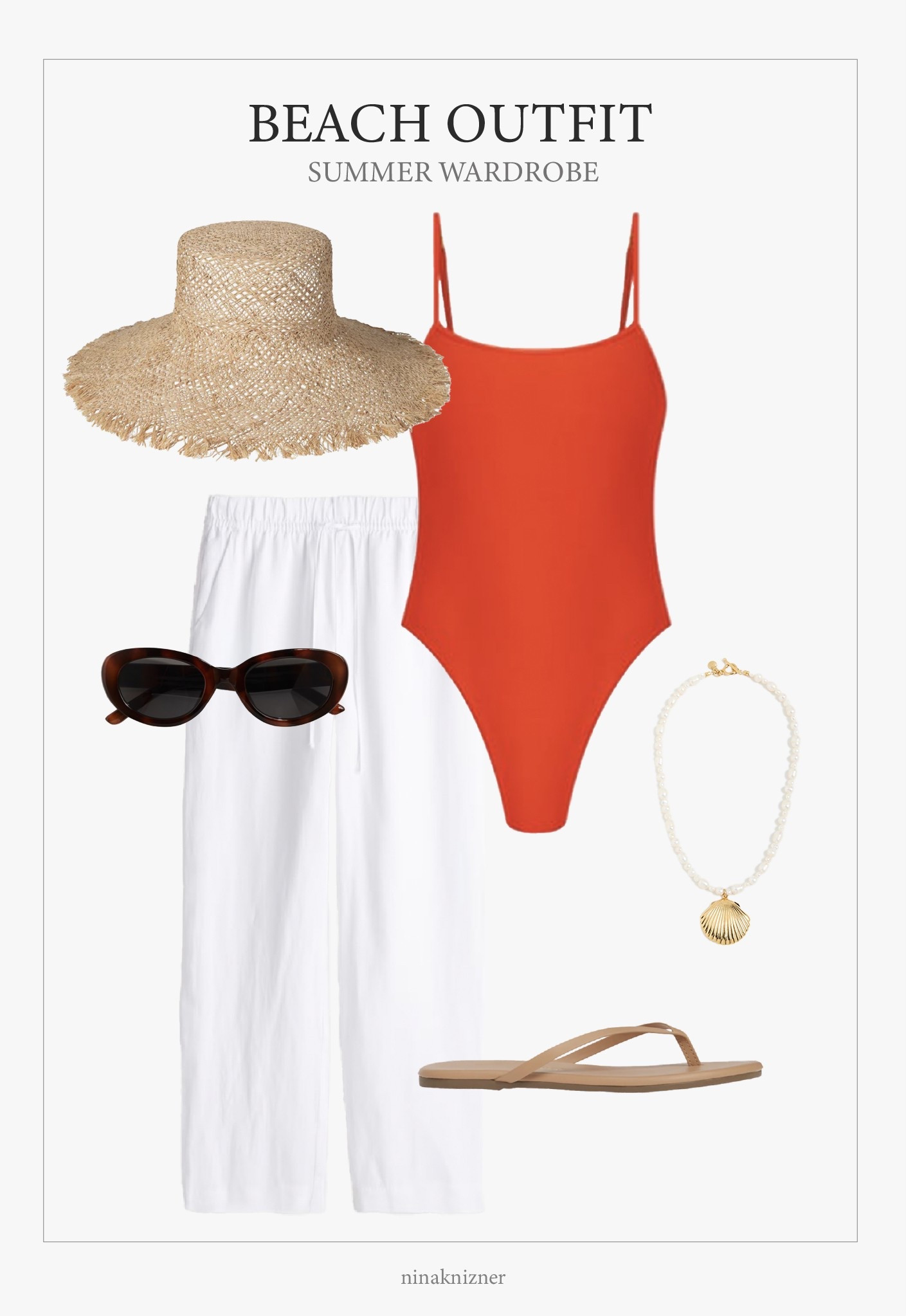 Minimal Vibrant Beach Outfit.

This ribbed one piece swimsuit is such a staple. So many ways to style, can totally wear it as a top under denim pants. Stands out in photographs beautifully, especially when paired with white beach pant. The straps are adjustable, great for someone with a longer torso like mine.

Love love the frayed end wide brim straw hat, and the pearl shell necklace is such a must this summer season.

Vacation outfits | Sandals | Quiet Luxury | Luxury on a Budget | Summer Travel | Summer Outfit | Cover Up | One Piece Swimsuitt


#beachwear #summeroutfit
#capsulewardrobe #modernluxe #quietluxury #neutraloutfits #swim #onepiece

#LTKStyleTip #LTKSummerEdit #LTKSwim #LTKSeasonal