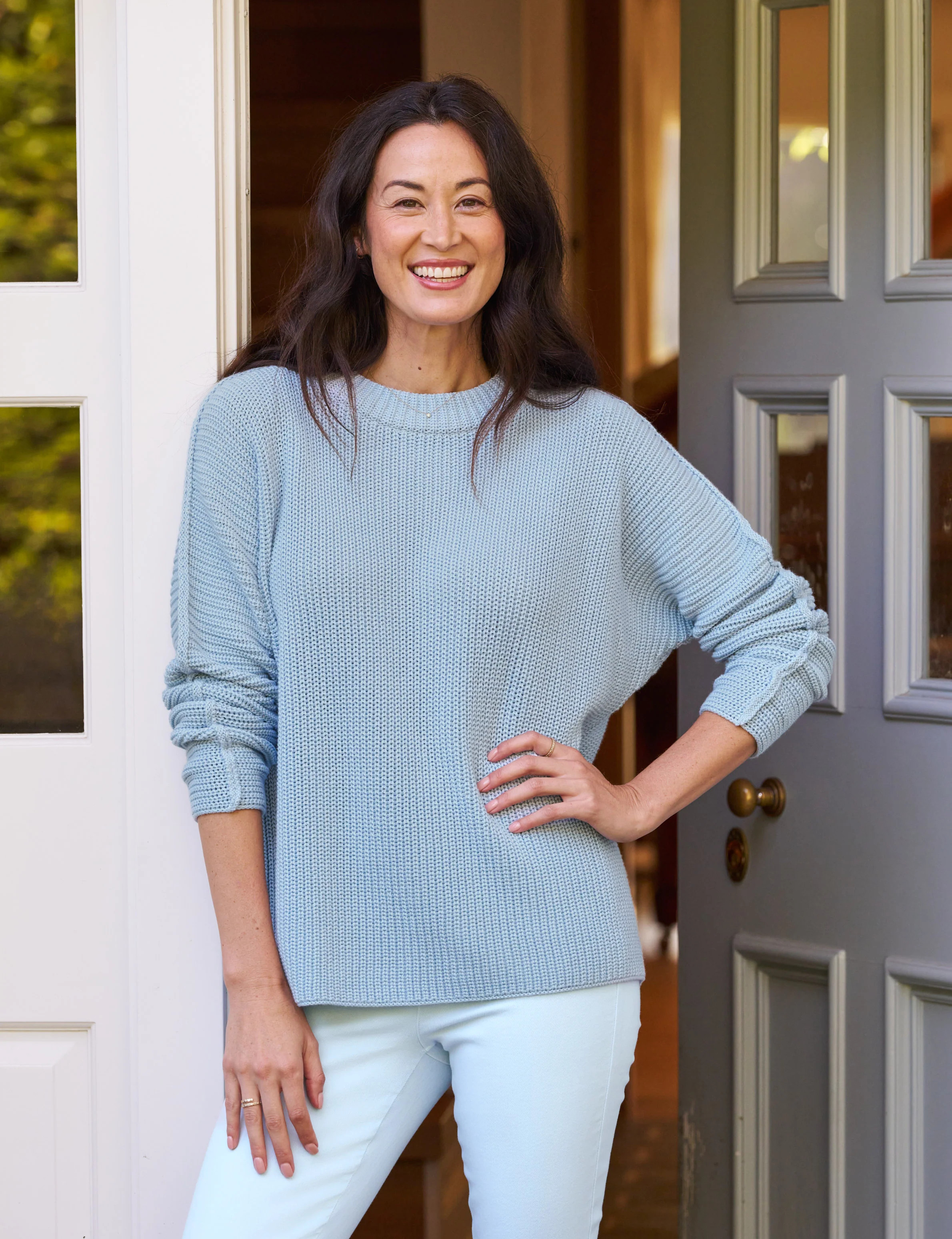 MONTECITO SWEATER Ice, Pure Italian Cotton | Frank & Eileen
