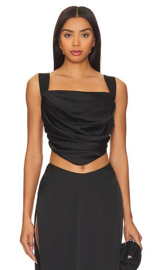x Rachel Adle Satin Top in Black | Revolve Clothing (Global)