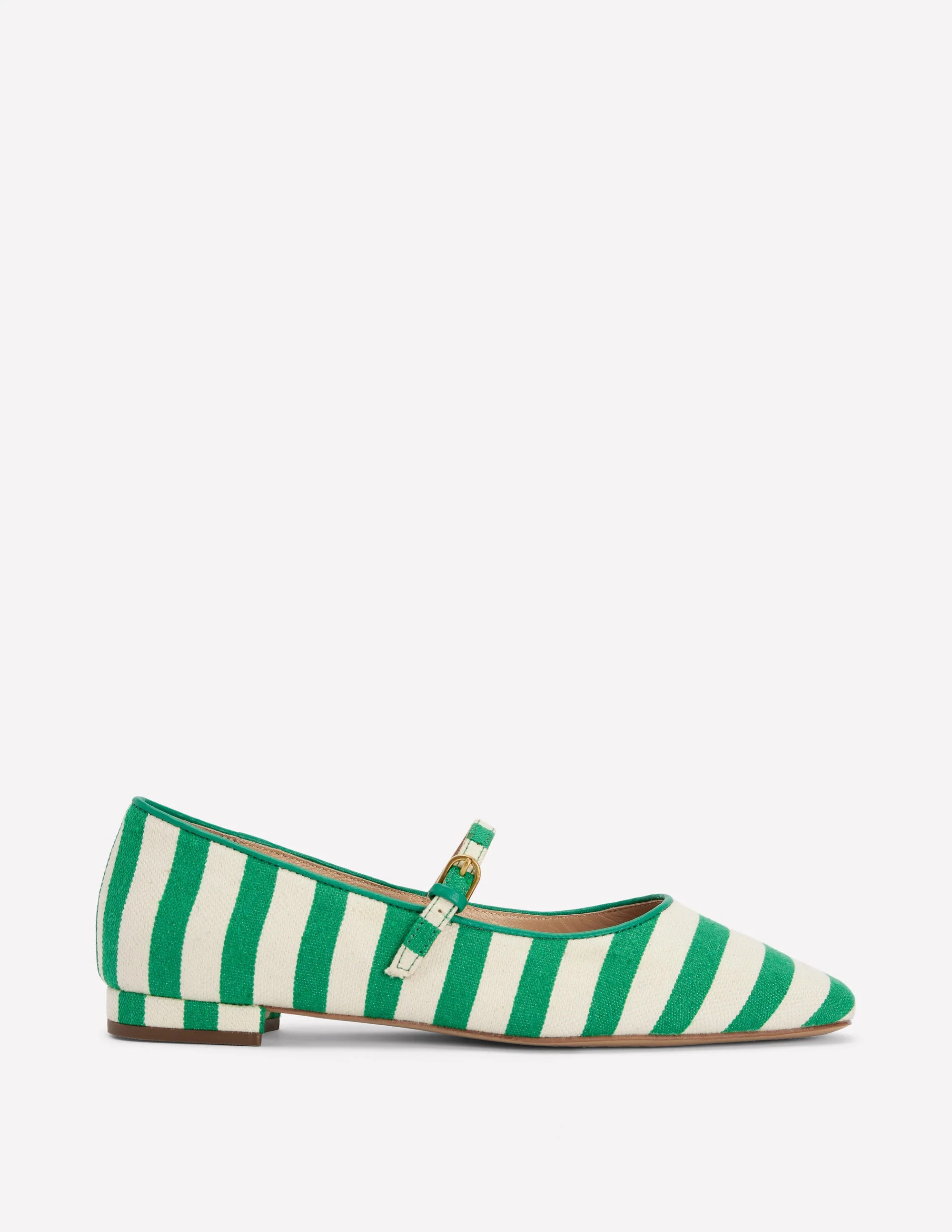 Penelope Mary Jane Flat-Rich Emerald Stripe | Boden (US)