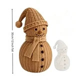 Rattan Woven Snowman Figurine with Santa Hat and Burlap Scarf, Christmas Snowman Decor, Farmhouse... | Walmart (US)