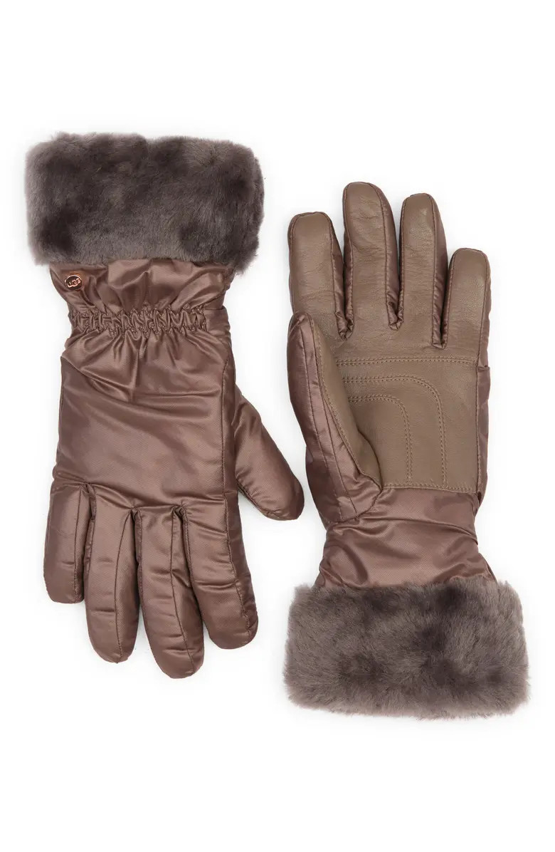 UGG® UGG Genuine Dyed Shearling Trim Tech Gloves | Nordstromrack | Nordstrom Rack