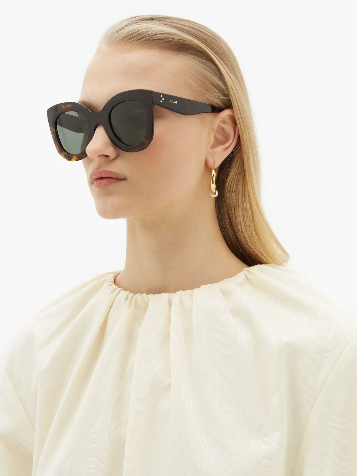 Celine EyewearOversized round tortoise-acetate sunglasses | Matches (UK)