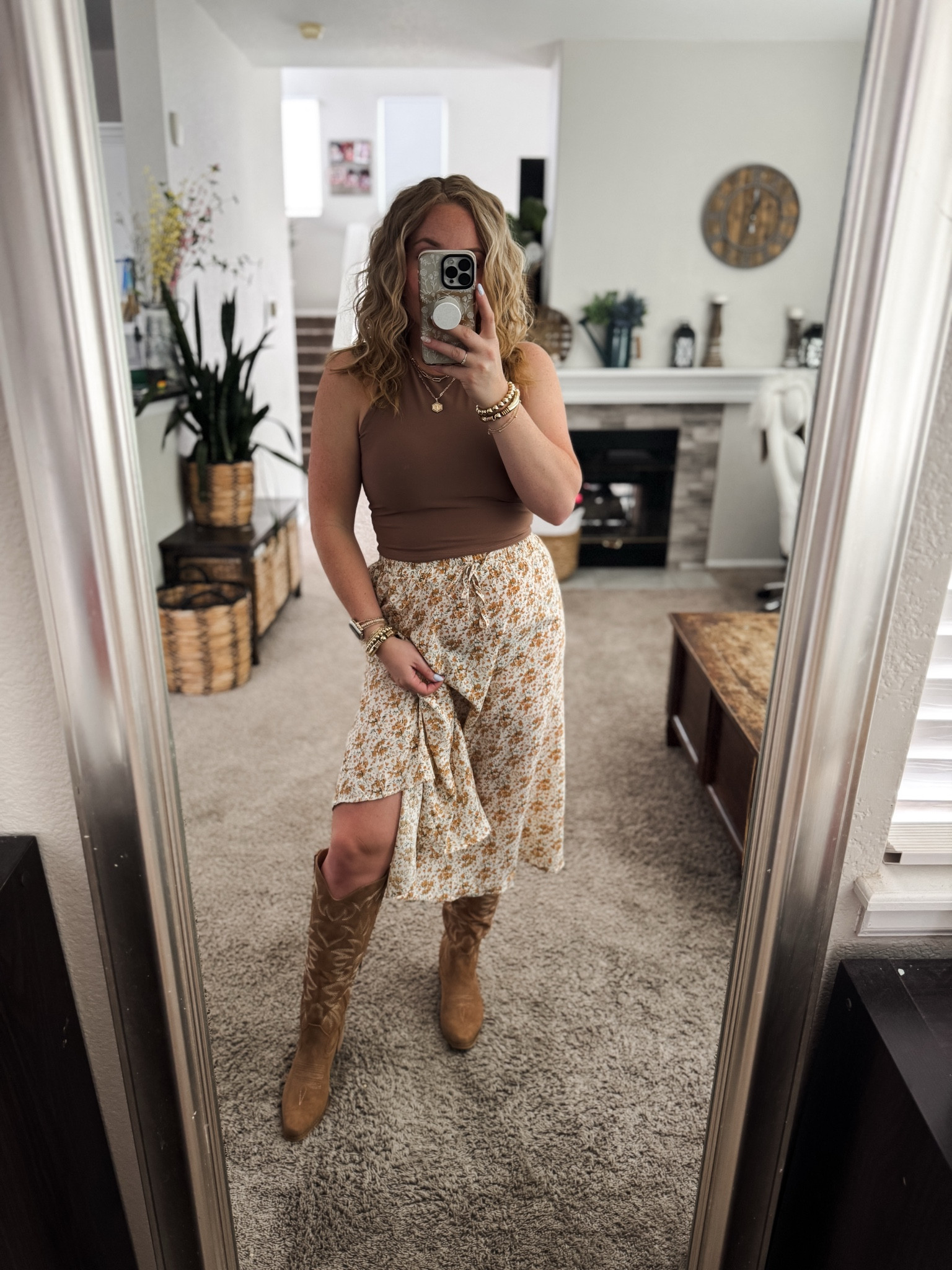 Brown double lined tank top with a yellow floral skirt and cowboy boots, everything fits tts





Nashville outfits, western outfit, festival outfit, western boots, western boho outfit, amazon outfits 2026, concert outfit ideas, summer outfit amazon, Amazon outfit ideas, summer concert outfit, summer festival, rodeo outfit

#LTKFestival #LTKPetite #LTKootd