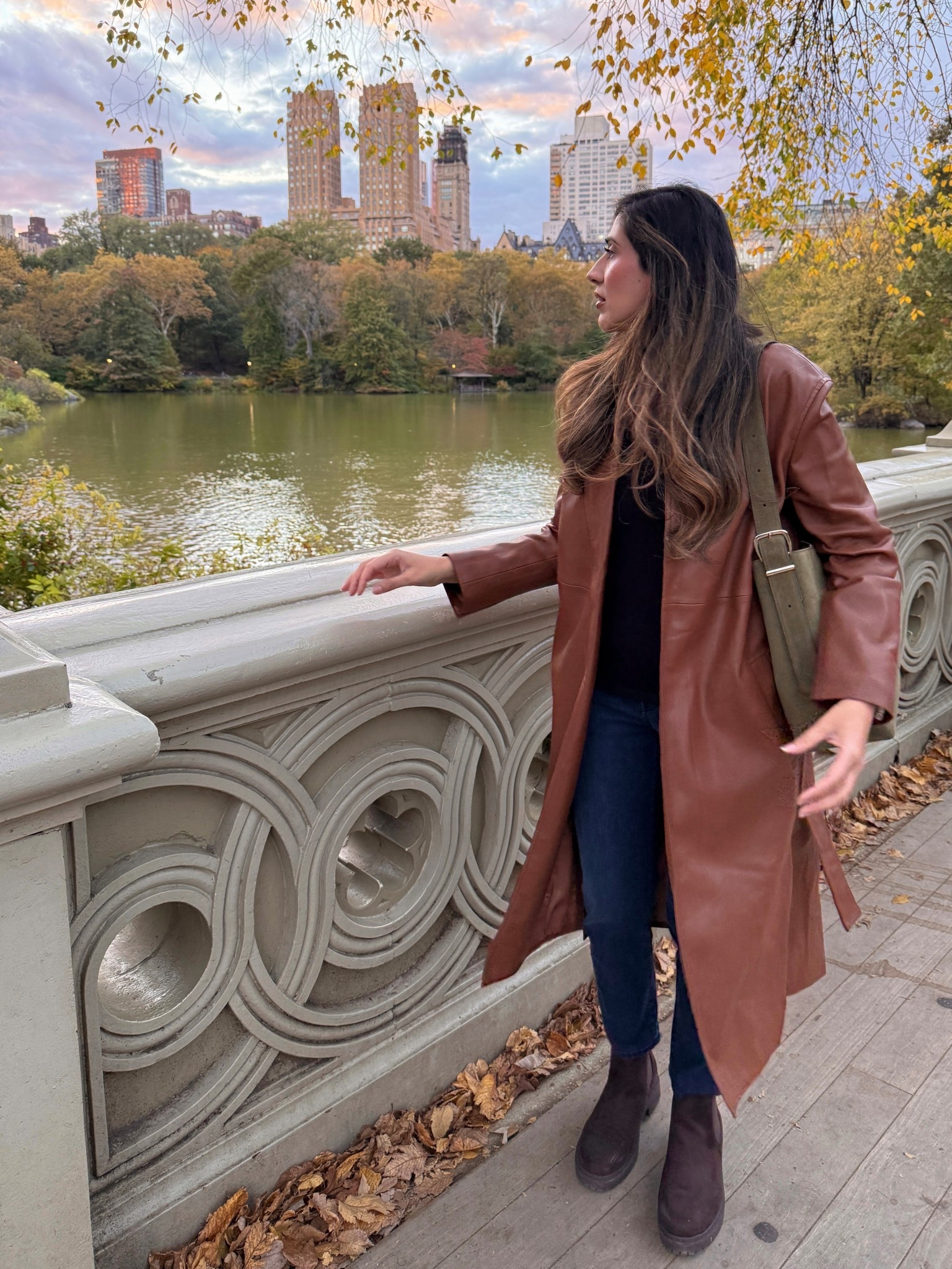 Cozy fall walk in NYC 🍁 Styled a faux leather trench coat with a black mock neck, dark denim, and Chelsea boots — the perfect everyday fall outfit formula. 

#LTKStyleTip #LTKSaleAlert #LTKSeasonal