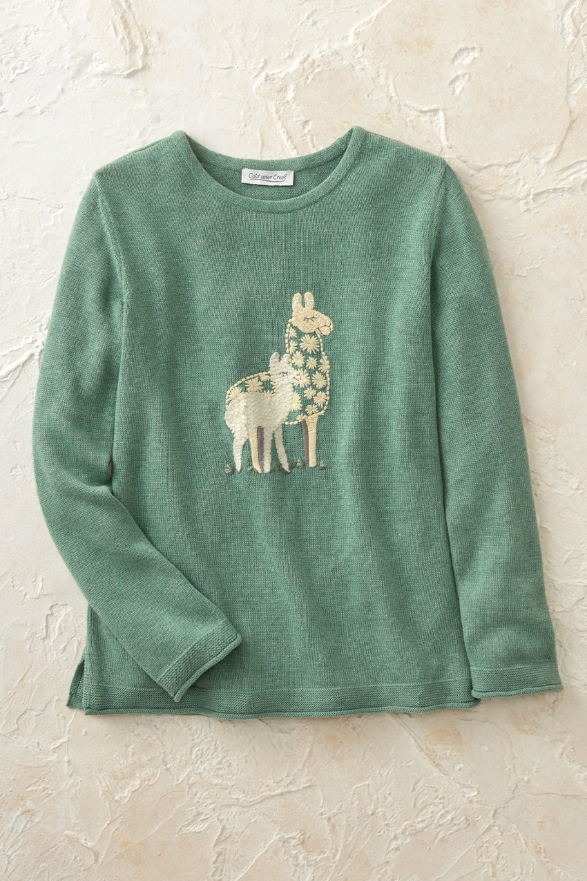 Llama Mama Embroidered Sweater | Coldwater Creek