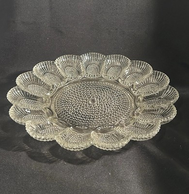 Indiana Hobnail Clear Glass Deviled Egg Dish Serving Plate Tray | eBay US